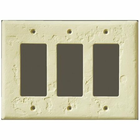 CAN-AM SUPPLY InvisiPlate Switch Wallplate, 5 in L, 6-3/4 in W, 3 -Gang, Painted Hand Trowel/Skip Trowel Texture HT-R-3